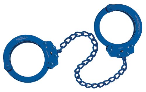 „Peerless Handcuff Company“, Fußschellen, Modell 753B, blaues finish